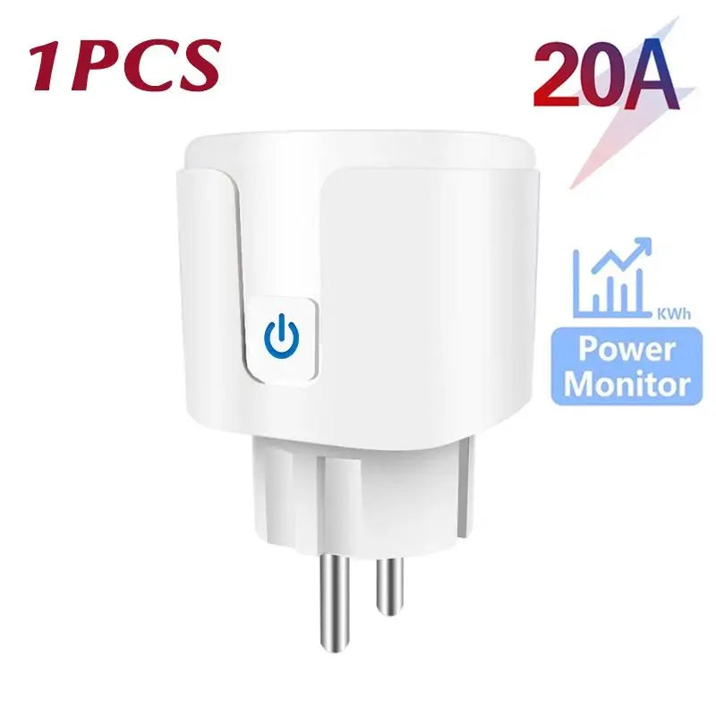Tuya Smart Socket Outlet EU Plug 16A/20A With Power Monitor Timing Voice Control Wifi Smart Plug Works With Alexa Google Home