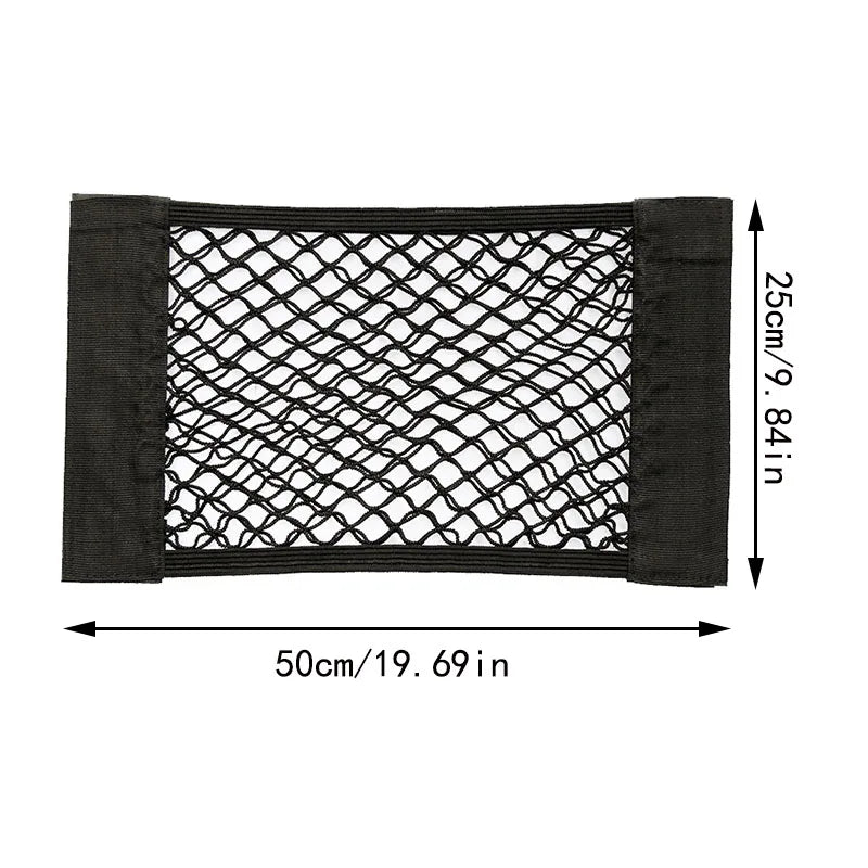 Car Trunk Mesh Organizer Universal Velcro Storage Pocket Vehicle Elastic Storage Bag Automotive Mesh Interior Accessories